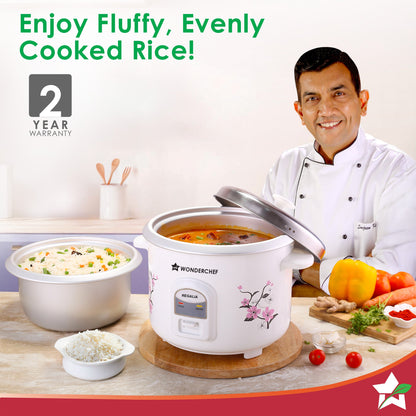 Regalia Electric Rice Cooker | 1.8 L, 700W | 2 Non-stick Bowls Serve 7-8 | Keep Warm Function | Uniform Cooking | Steam Veggies, Make Pulao, Khichdi, Momos | 2-Year Warranty