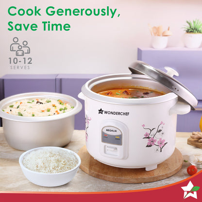 Regalia Electric Rice Cooker | 1.8 L, 700W | 2 Non-stick Bowls Serve 7-8 | Keep Warm Function | Uniform Cooking | Steam Veggies, Make Pulao, Khichdi, Momos | 2-Year Warranty