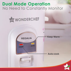 Regalia Electric Rice Cooker | 1.8 L, 700W | 2 Non-stick Bowls Serve 7-8 | Keep Warm Function | Uniform Cooking | Steam Veggies, Make Pulao, Khichdi, Momos | 2-Year Warranty