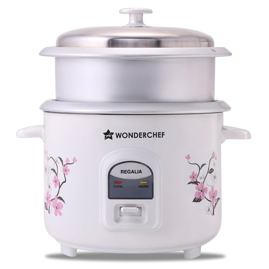 Regalia Electric Rice Cooker | 1.8 L, 700W | 2 Non-stick Bowls Serve 7-8 | Keep Warm Function | Uniform Cooking | Steam Veggies, Make Pulao, Khichdi, Momos | 2-Year Warranty