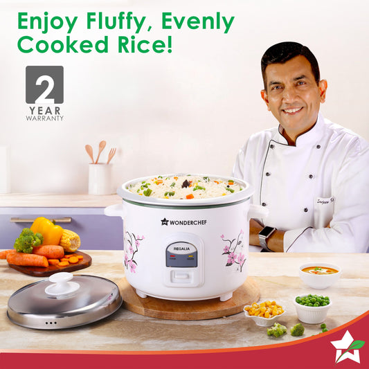 Regalia Electric Rice Cooker | 1.8 L, 700W | Non-stick Bowl Serves 4-6 | Keep Warm Function | Uniform Cooking | Steam Veggies, Make Pulao, Khichdi, Momos | 2-Year Warranty