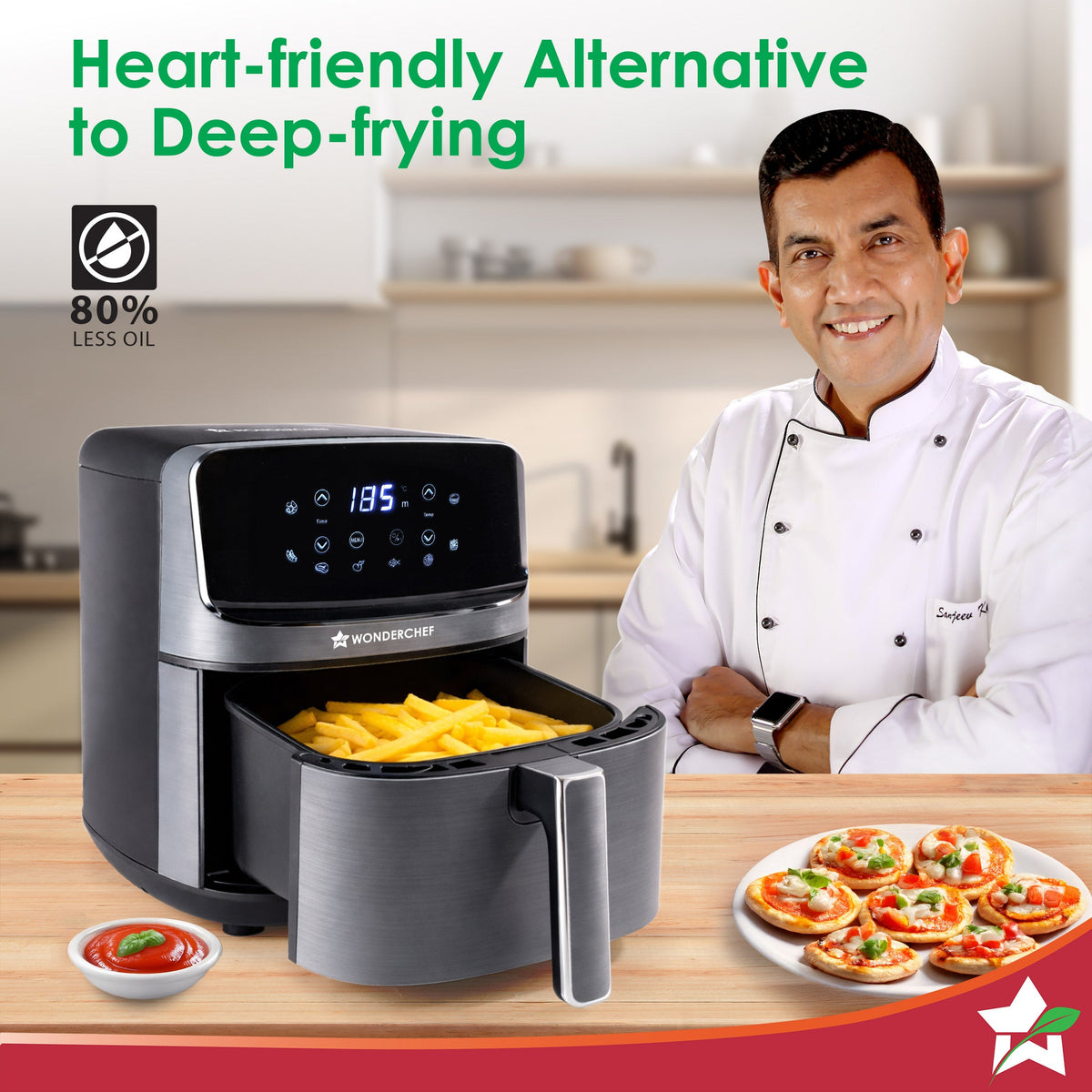 Wonderchef Regalia 4.5L Digital Air Fryer | 1500W | 10 Preset Menus | 90% less fat | Rapid Air 360° Circulation Technolo