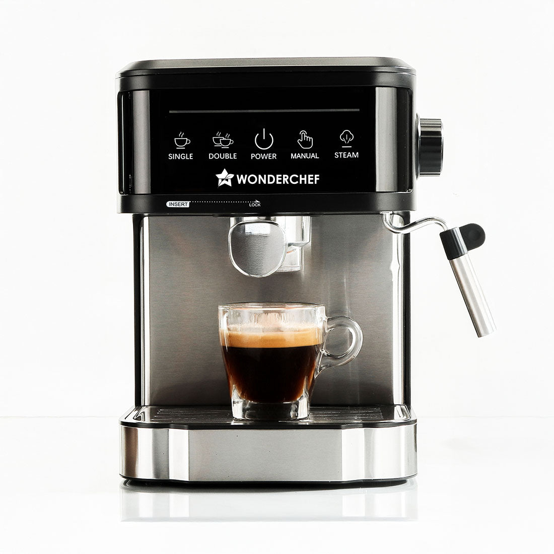 Wonderchef Regalia Neo 20 Bar Coffee Maker | Espresso, Cappuccino, Latte, Mocha | Adjustable Milk Frothing Steamer | Met