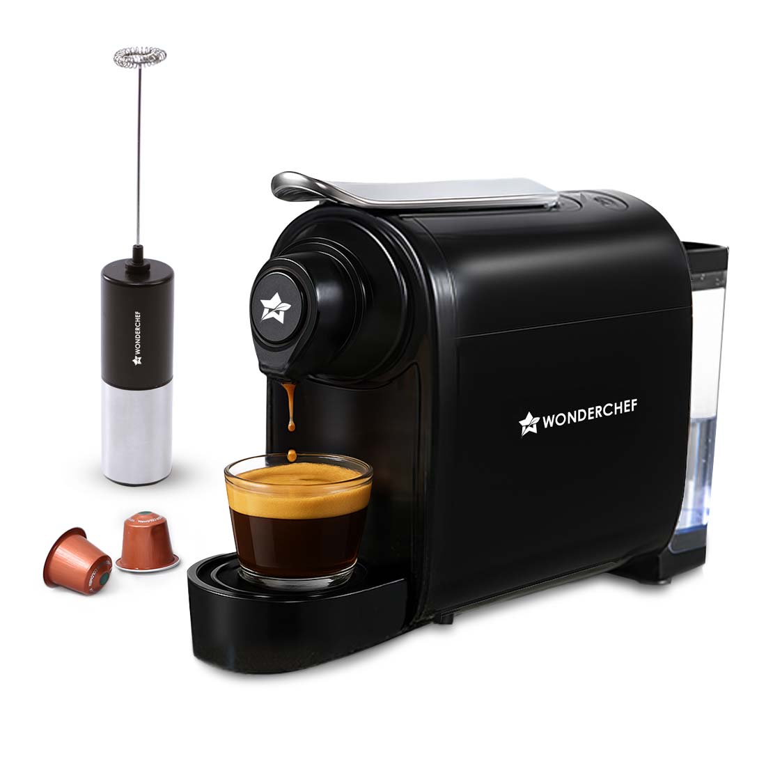 Wonderchef Regalia 15 Bar Capsule Coffee Maker with Free Frother for Cappuccino | Perfect Expresso Shots - Ristretto, Es