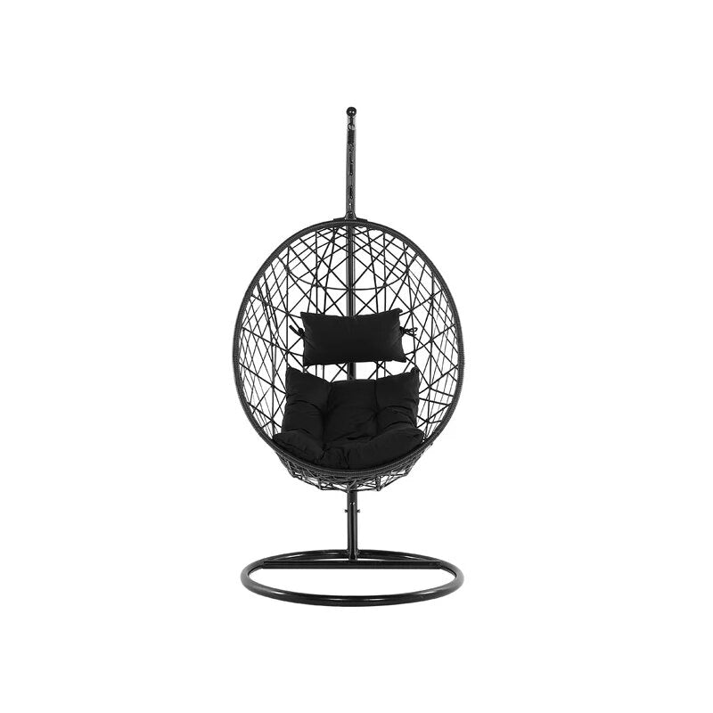 Luigi Single Seater Hanging Swing With Stand For Balcony , Garden Swing (Black )
