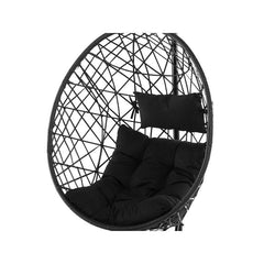 Luigi Single Seater Hanging Swing With Stand For Balcony , Garden Swing (Black )
