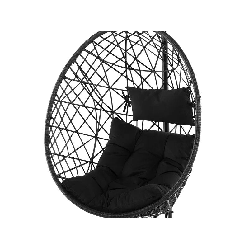 Luigi Single Seater Hanging Swing With Stand For Balcony , Garden Swing (Black )