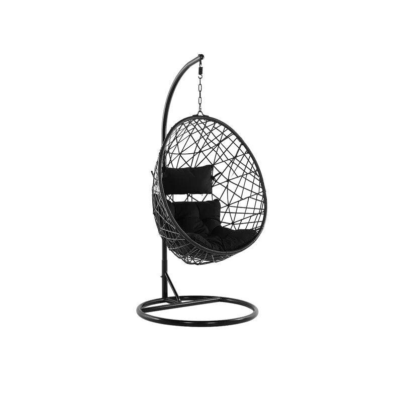 Luigi Single Seater Hanging Swing With Stand For Balcony , Garden Swing (Black )