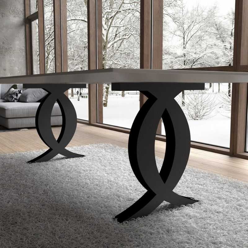 Criss-Cross Oval Metal Table Legs Powder-Coated Black | Premium Iron Base for Dining & Work Tables