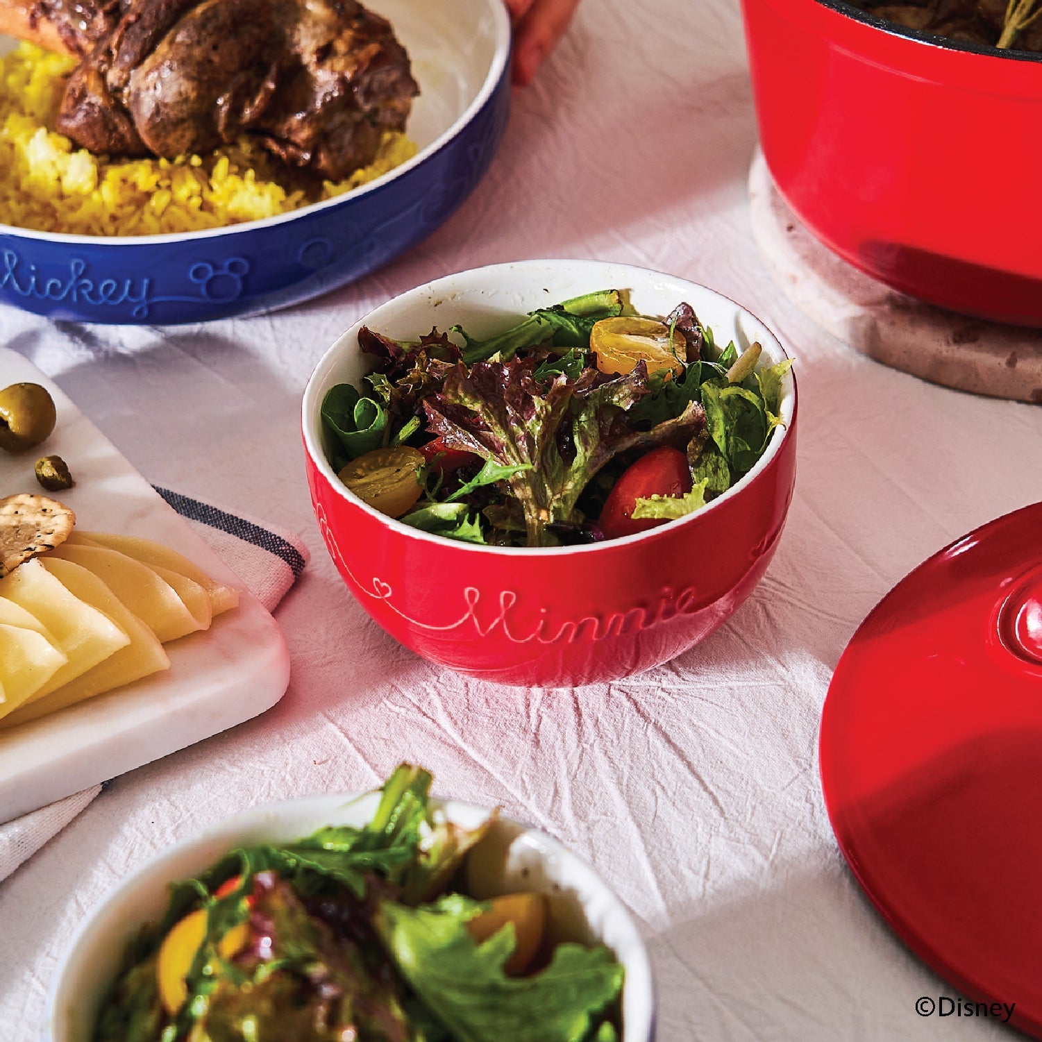 Meyer Disney Bon Voyage Ceramic Ramen Bowl Set of 2, 1 L Each (Red and Blue)