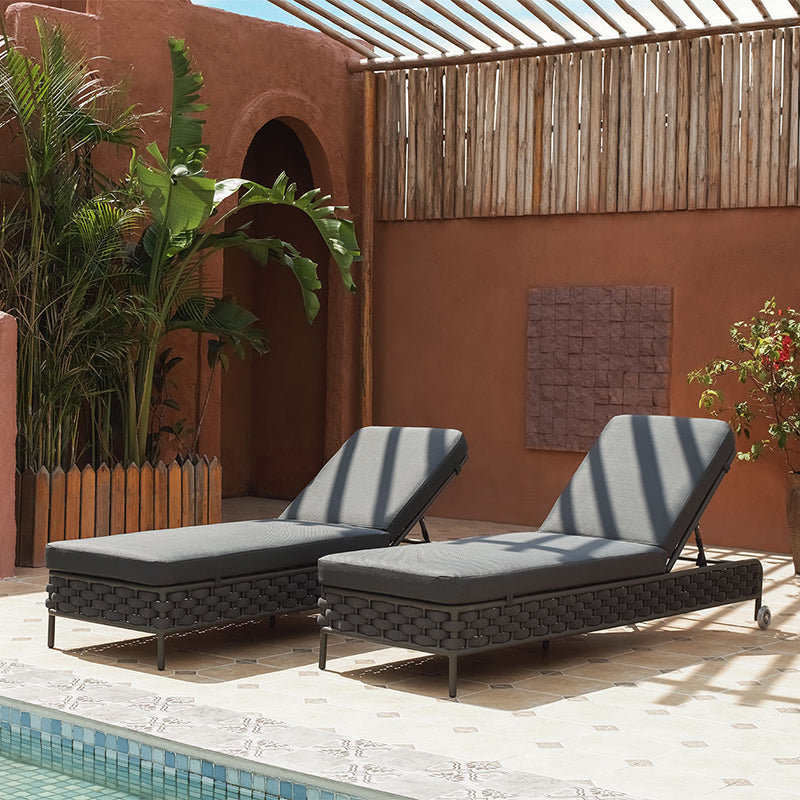 Alda Outdoor Swimming Poolside Lounger (Dark Grey) Braided & Rope