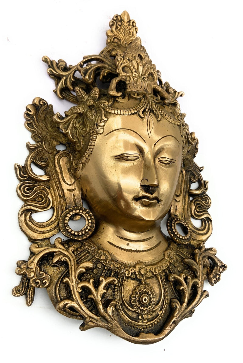 Brass Tara Maa Face Idol – Ugra Tara | Neela Saraswati | Mahashakti Tara | Tarapith Shakti Moorthi for Puja, Home Temple & Spiritual Decor – 30cm,Gold, 12 Inch, 1 Piece