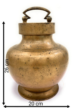 Bhunes Brass Antique Kamandal | Brass Stoup | Gangajali With 2 Litre Capacity,Gold, 10.5 Inch, 1 Piece