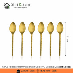 Stainless Steel Hand Crafted 24 PCS Cutlery Set with PVD Coating Rod Rice Hammered