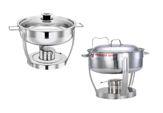 Pradeep Stainless Steel Round Chafing Dish with Stand (4 L / 5 L / 7.5 L)