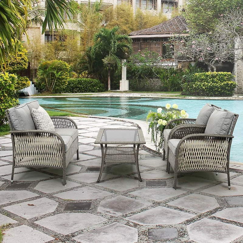 Rein Outdoor Sofa Set 2 Seater , 2 Single seater and 1 Center Table (Grey)