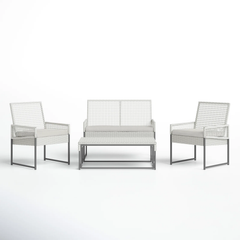 Bares Outdoor Garden Balcony Sofa Set 2 Seater, 2 Single seater and 1 Center Table  Set (White)