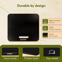 AGARO Elite Sliding Tray S1, for Kitchen Appliances, Smooth Countertop Slider Tray with Rubber Wheels for Coffee Machine, Mixer Grinder, Air Fryer, Micro Oven & More, Anti-Slip & Durable Build, Black-2
