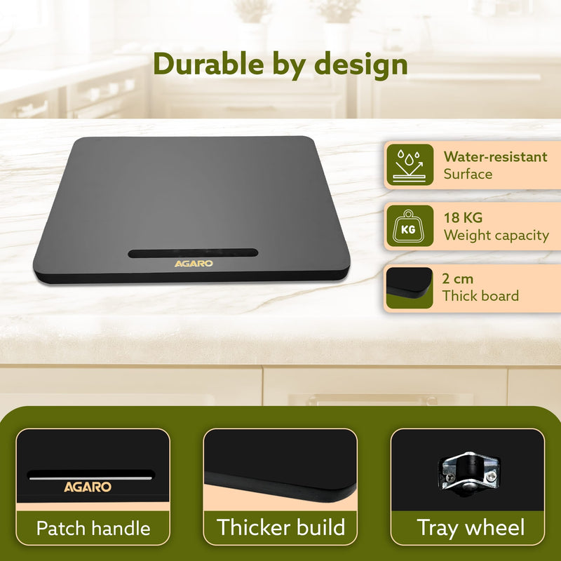 AGARO Elite Sliding Tray S2, for Kitchen Appliances, Smooth Countertop Slider Tray with Rubber Wheels for Coffee Machine, Mixer Grinder, Air Fryer, Micro Oven & More, Anti-Slip & Durable Build, Black-2