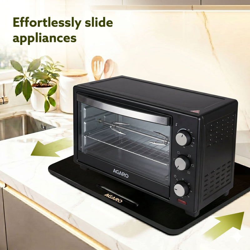 AGARO Elite Sliding Tray S3, for Kitchen Appliances, Smooth Countertop Slider Tray with Rubber Wheels for Coffee Machine, Mixer Grinder, Air Fryer, Micro Oven & More, Anti-Slip & Durable Build, Black-3