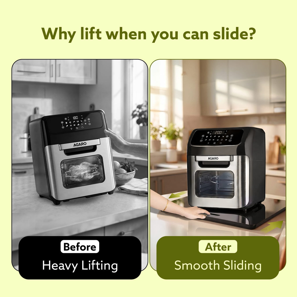AGARO Elite Sliding Tray S3, for Kitchen Appliances, Smooth Countertop Slider Tray with Rubber Wheels for Coffee Machine, Mixer Grinder, Air Fryer, Micro Oven & More, Anti-Slip & Durable Build, Black-6
