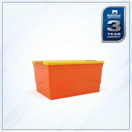 Nilkamal 50  Litre Multipurpose Storage Box with Lid (Orange and Yellow)