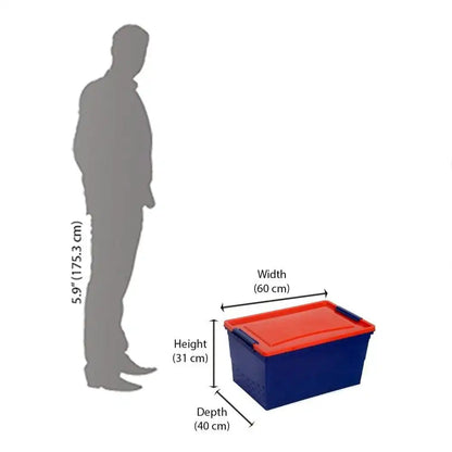 Nilkamal 50 Litre Multipurpose Storage Box with Lid (Blue and Red)