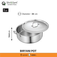 Stainless Steel Triply Bharat Biryani Pot with Lid