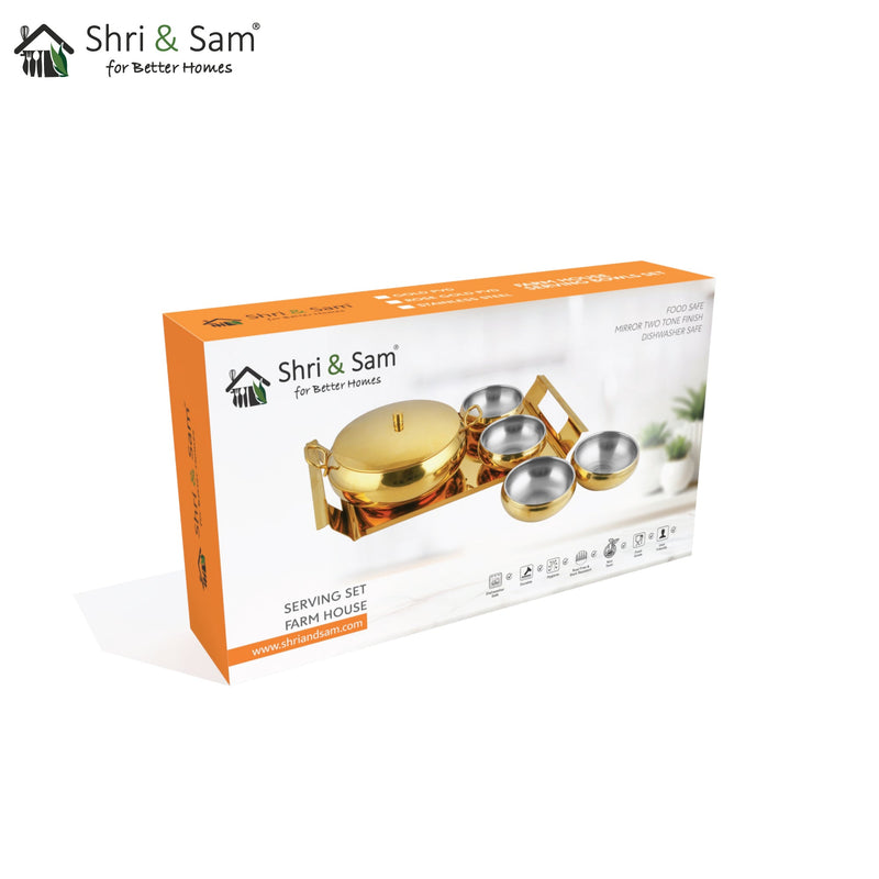 Stainless Steel Serving Set with Gold PVD Coating Farm House