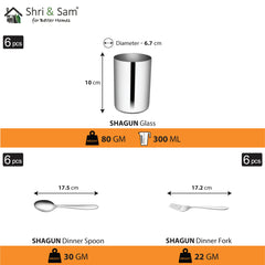 Stainless Steel 36 PCS Dinner Set (6 People) Shagun