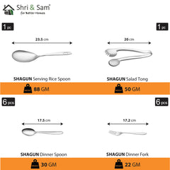 Stainless Steel 61 PCS Dinner Set (6 People) Shagun