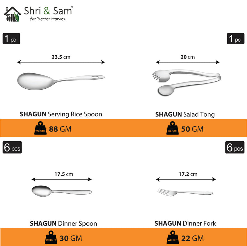 Stainless Steel 61 PCS Dinner Set (6 People) Shagun