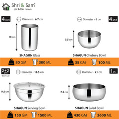 Stainless Steel 65 PCS Dinner Set (4 People) Shagun