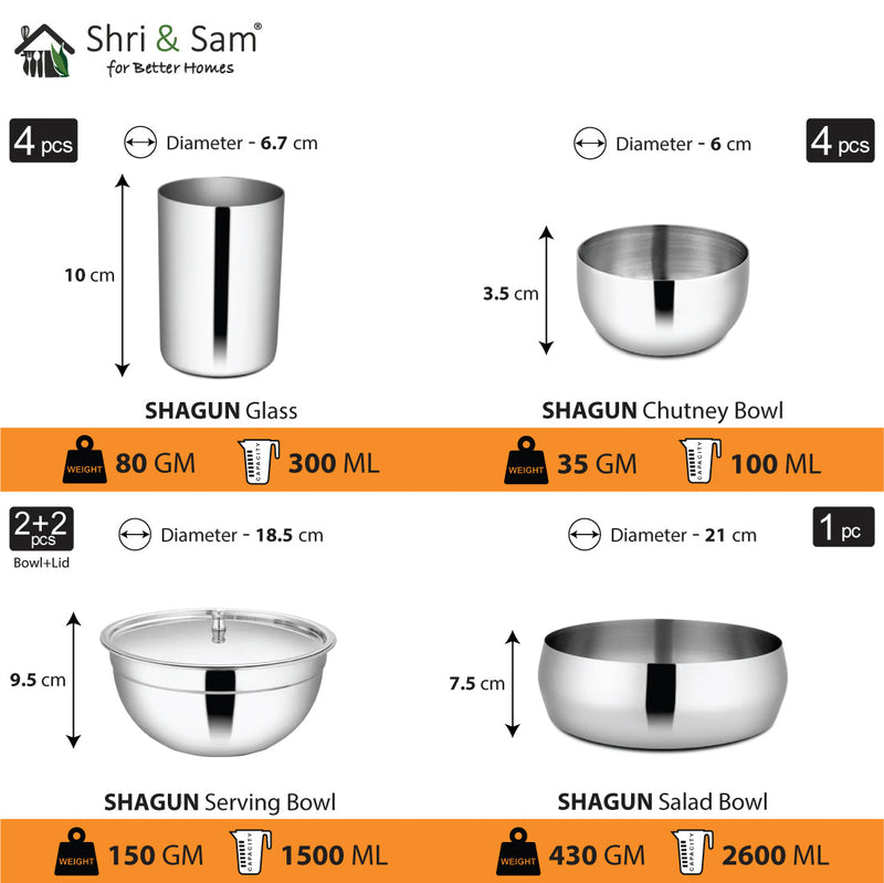 Stainless Steel 65 PCS Dinner Set (4 People) Shagun