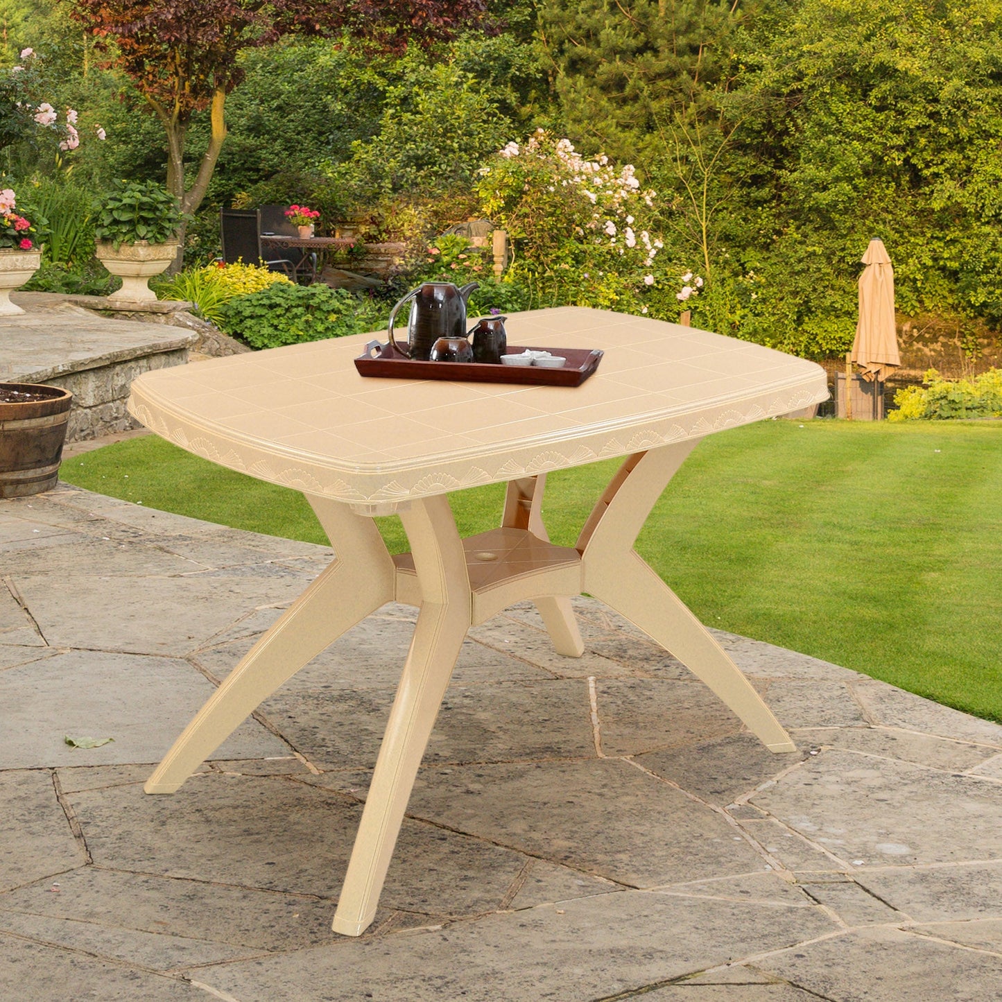 Nilkamal Shahenshah Kross legged Table (Marble Beige)