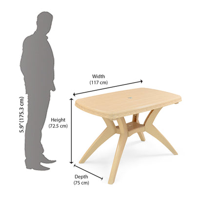 Nilkamal Shahenshah Kross legged Table (Marble Beige)