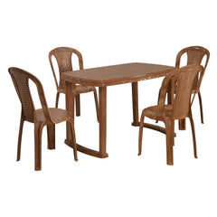 Nilkamal Shahenshah Plastic Rectangular 4 Seater Dining Table Set