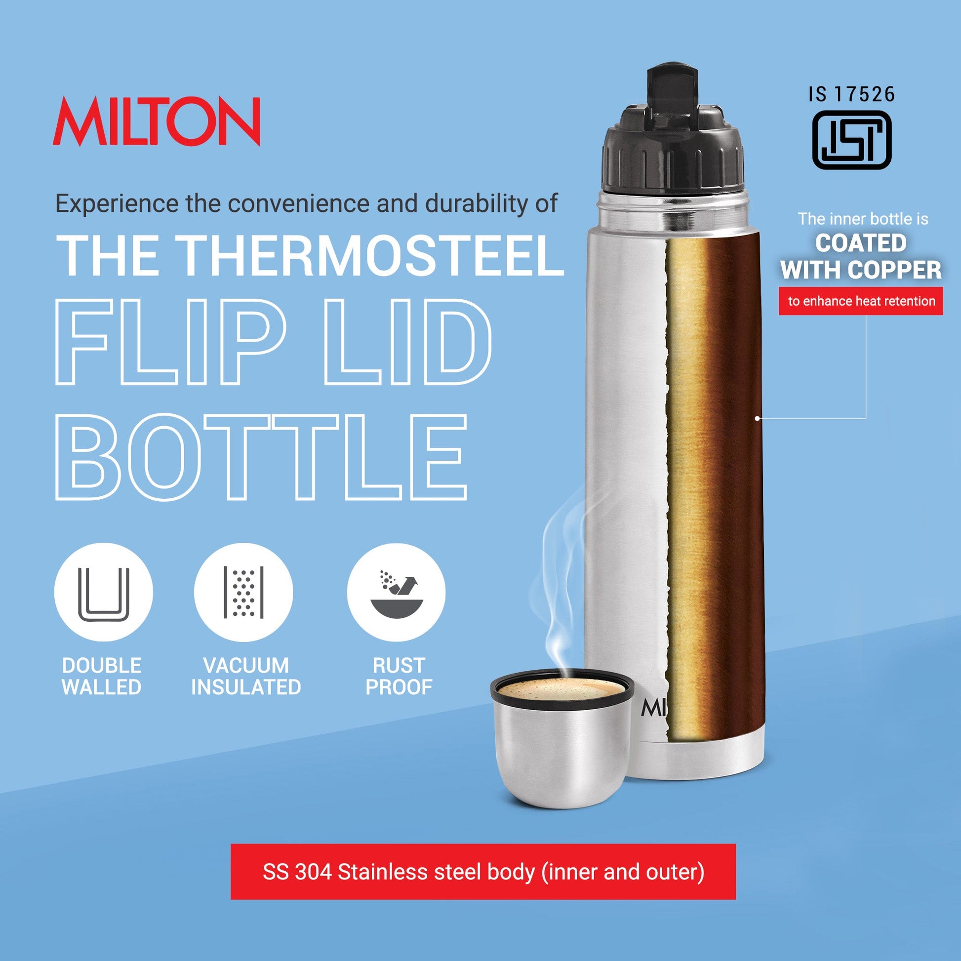 Personalized Flip Lid Thermosteel Bottle (Milton)