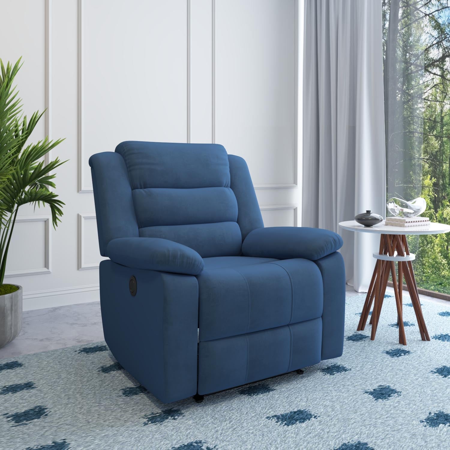 Nilkamal Sierra 1 Seater Electric Recliner Sofa (Blue)