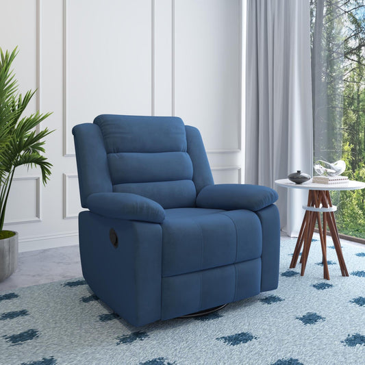 Nilkamal Sierra 1 Seater Rocker & Swivel Recliner Sofa (Blue)