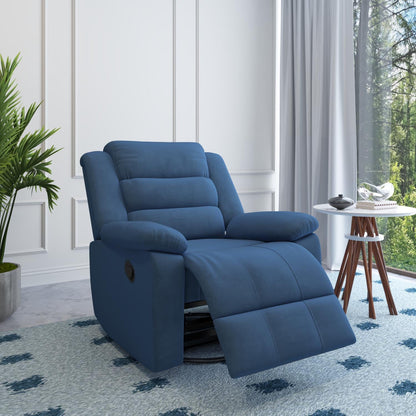 Nilkamal Sierra 1 Seater Rocker & Swivel Recliner Sofa (Blue)