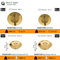Stainless Steel 64 PCS Dinner Set (6 People) with Gold PVD Coating and Laser Signature - Matt