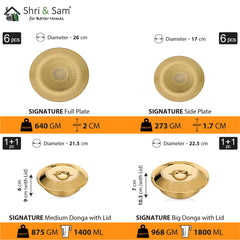 Stainless Steel 64 PCS Dinner Set (6 People) with Gold PVD Coating and Laser Signature - Shiny