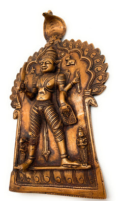 Brass Veerabhadreshwara Idol | Veerbhadra Swami Murti, Veerabhadra Mahadev Statue, South Indian Pooja Vigraha, Peetal Pratima for Home Temple & Decor, Gold, 11.5 Inch, 1 Piece