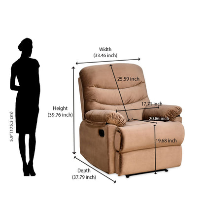 Nilkamal Skelton 1 Seater Manual Recliner Sofa (Brown)