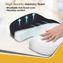 AGARO Coccyx Seat Cushion Orthopedic Memory Foam Coccyx Seat Cushion for Tailbone, Sciatica, Lower Back Pain Relief-Ergo