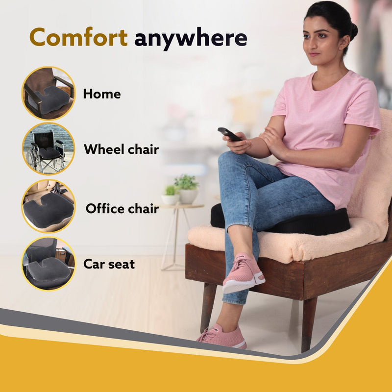 AGARO Coccyx Seat Cushion Orthopedic Memory Foam Coccyx Seat Cushion for Tailbone, Sciatica, Lower Back Pain Relief-Ergo