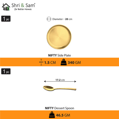 Stainless Steel Small Thali Set with Gold PVD Coating Nifty