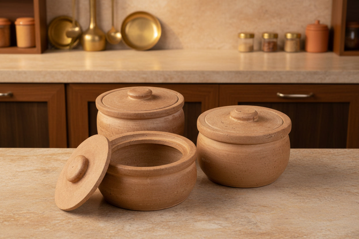 Soap Stone Traditional Curd Setter/ Storage Container Medium (700-750 ml)