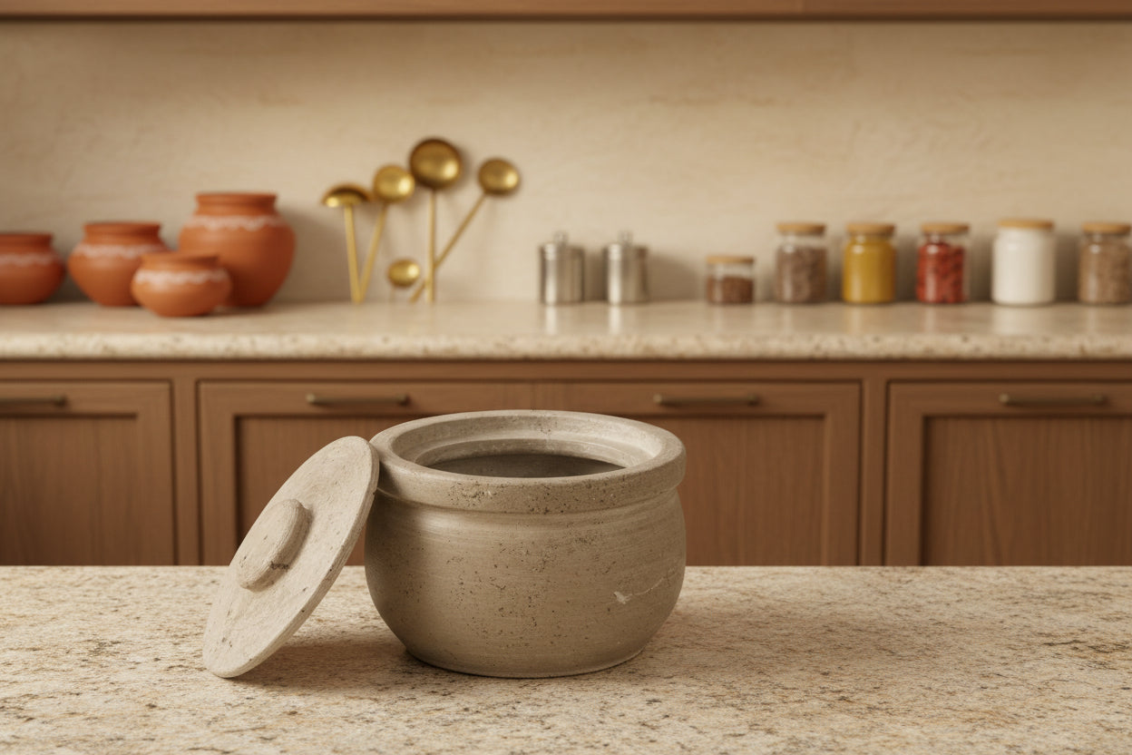 Soap Stone Traditional Curd Setter/ Storage Container Medium (700-750 ml)